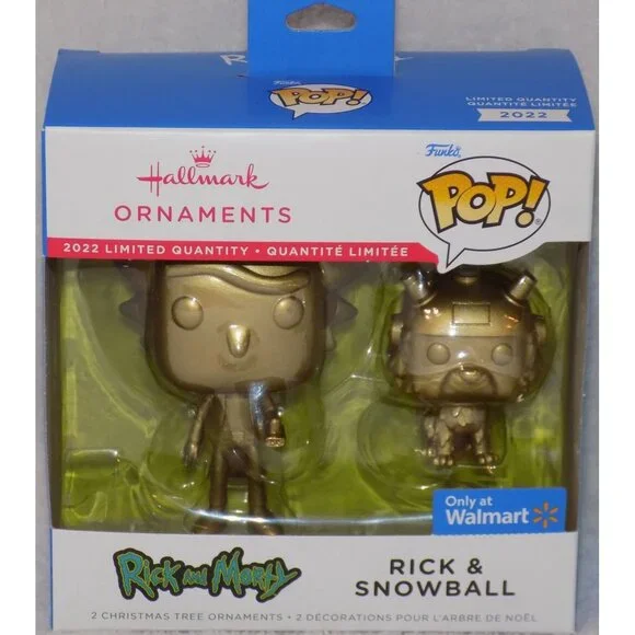 Funko POP! Rick and Morty - RICK & SNOWBALL Hallmark Christmas Ornament (Gold) - Picture 7 of 8